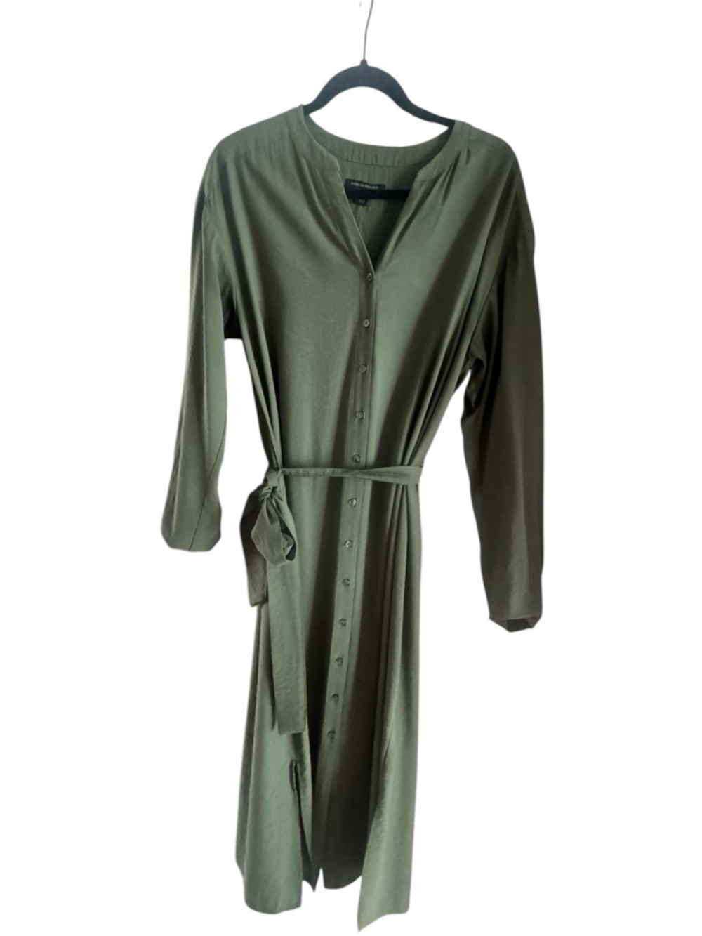 Banana Republic Button-Front Belted Shirt Dress - Olive Green Medium Tall